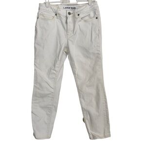 Landsend White Mid Rise Slim Ankle 7/8 Talle Mid Haute Jeans Sz 2 Petite